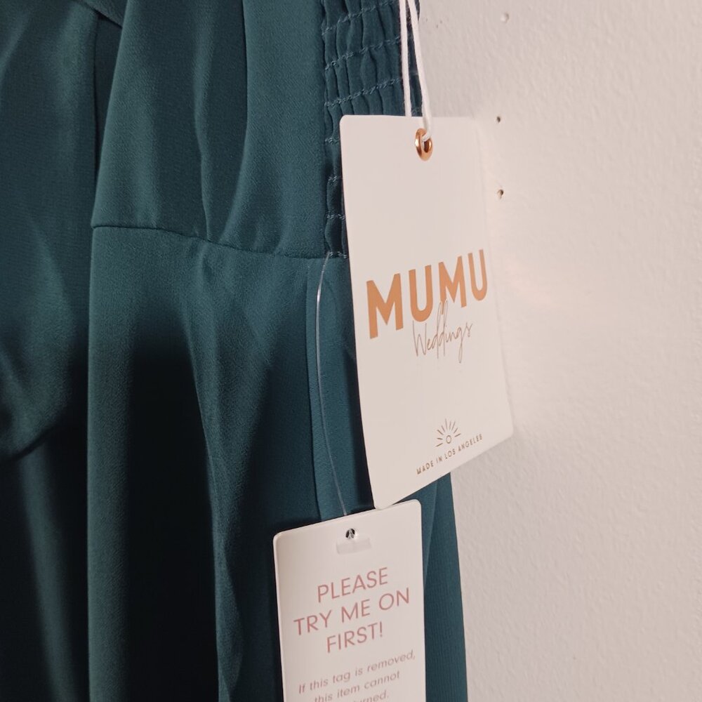 NWT Show Me Your Mumu Claire Midi Dress - Emerald Chiffon, Size Large, Wedding - Picture 11 of 16